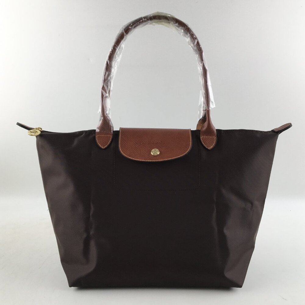 Longcham Green Pliage large Tote Bag in Ebony brown color - Picture 2 of 13